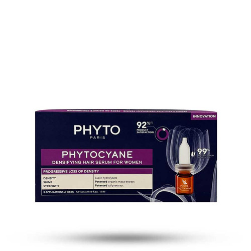 سرم ضد ریزش مو بر اثر بالا رفتن سن و سال فیتوسیان PhytoCyane 92% مخصوص بانوان بسته 12 عددی